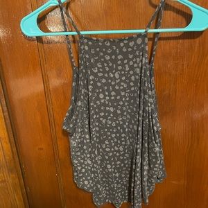 High neck grey leopard print tank